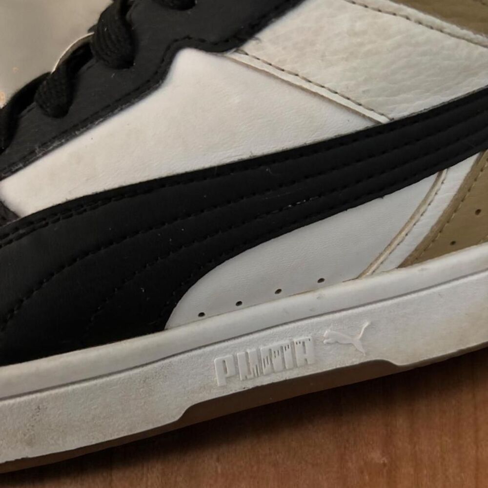 Puma Men's Rebound Joy High Top Sneakers White Black Beige 374765-32 Size 8 - Picture 7 of 8